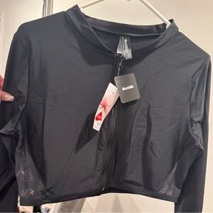 Blackmilk Long Sleeve Sheer Scuba Top Size XL